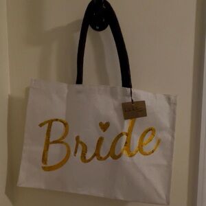 Nicole Miller Bride Canvas Tote Bag with Gold Lettering